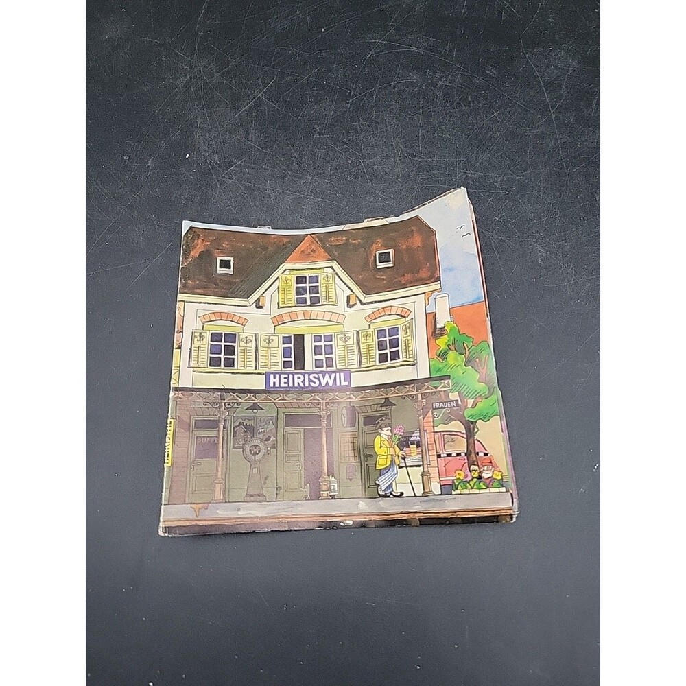 HEIRISWIL Standup Picture Foldout Village 1974 USED Vintage Souvenir Switzerland